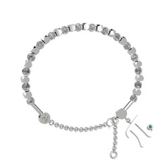 Mitra Pi Bilezik - Beyaz zirkon ve kök zümrüt 8 ayar beyaz altın bilezik #1yunxbn