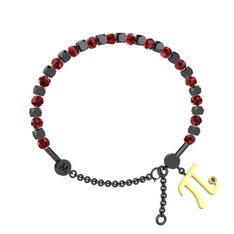 Garnet ve peridot 925 ayar siyah rodyum kaplama gümüş bilezik