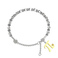 Mitra Pi Bilezik - Beyaz zirkon ve sitrin 18 ayar beyaz altın bilezik #4k8rn5