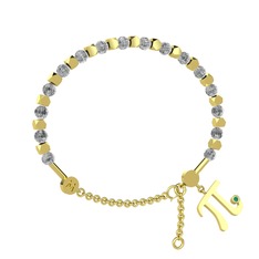 Mitra Pi Bilezik - Beyaz zirkon ve kök zümrüt 8 ayar altın bilezik #4olqo2