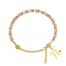 Mitra Pi Bilezik - Pembe kuvars ve sitrin 8 ayar altın bilezik #4xhxxo
