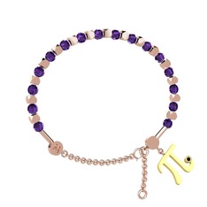 Mitra Pi Bilezik - Ametist ve siyah zirkon 8 ayar rose altın bilezik #7vqf9z