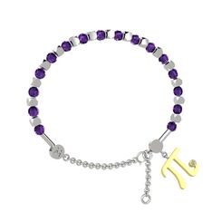 Mitra Pi Bilezik - Ametist ve swarovski 14 ayar beyaz altın bilezik #aie5s7