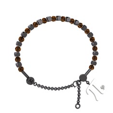 Mitra Pi Bilezik - Dumanlı kuvars ve swarovski 925 ayar siyah rodyum kaplama gümüş bilezik #au1wfw