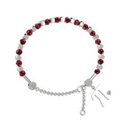 Mitra Pi Bilezik - Garnet ve pırlanta 8 ayar beyaz altın bilezik (0.015 karat) #bd95zh