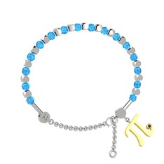 Mitra Pi Bilezik - Akuamarin ve dumanlı kuvars 14 ayar beyaz altın bilezik #cctc2x