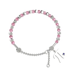 Mitra Pi Bilezik - Pembe kuvars ve lab safir 14 ayar beyaz altın bilezik #d1yn2u