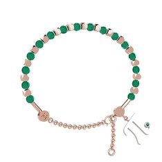 Kök zümrüt ve yeşil kuvars 18 ayar rose altın bilezik