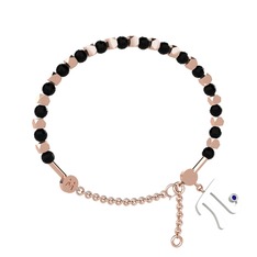 Siyah zirkon ve lab safir 14 ayar rose altın bilezik