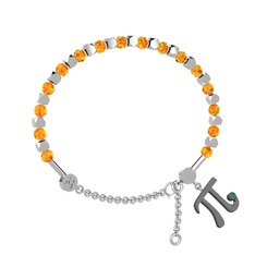 Mitra Pi Bilezik - Sitrin ve kök zümrüt 18 ayar beyaz altın bilezik #ed44mo