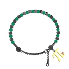 Mitra Pi Bilezik - Kök zümrüt ve rodolit garnet 925 ayar siyah rodyum kaplama gümüş bilezik #enksh8