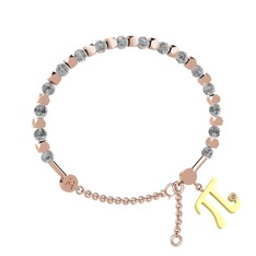 Mitra Pi Bilezik - Beyaz zirkon ve pembe kuvars 18 ayar rose altın bilezik #g3yz50