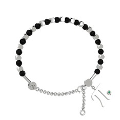 Mitra Pi Bilezik - Siyah zirkon ve yeşil kuvars 18 ayar beyaz altın bilezik #gxq0c9