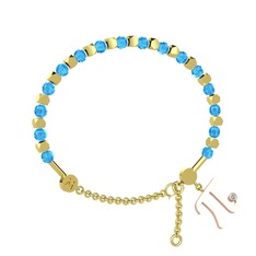 Mitra Pi Bilezik - Akuamarin ve swarovski 18 ayar altın bilezik #hiq153
