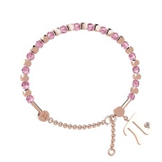 Mitra Pi Bilezik - Pembe kuvars ve pırlanta 925 ayar rose altın kaplama gümüş bilezik (0.015 karat) #hxfwpu