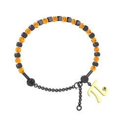 Mitra Pi Bilezik - Sitrin ve peridot 925 ayar siyah rodyum kaplama gümüş bilezik #k0evz9