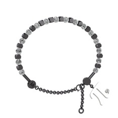 Mitra Pi Bilezik - Beyaz zirkon 925 ayar siyah rodyum kaplama gümüş bilezik #kd5igx