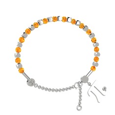 Sitrin ve pırlanta 925 ayar gümüş bilezik (0.015 karat)