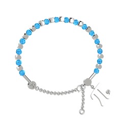 Mitra Pi Bilezik - Akuamarin ve swarovski 14 ayar beyaz altın bilezik #ksm9ae