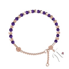 Mitra Pi Bilezik - Ametist ve rodolit garnet 8 ayar rose altın bilezik #l9wg4y