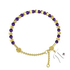 Mitra Pi Bilezik - Ametist ve rodolit garnet 14 ayar altın bilezik #le3kbz