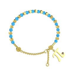 Akuamarin ve ametist 8 ayar altın bilezik