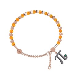 Mitra Pi Bilezik - Sitrin ve kök zümrüt 925 ayar rose altın kaplama gümüş bilezik #ms75gz