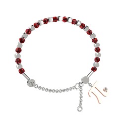 Garnet ve pırlanta 925 ayar gümüş bilezik (0.015 karat)