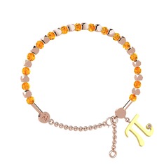 Sitrin ve pembe kuvars 14 ayar rose altın bilezik