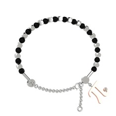 Mitra Pi Bilezik - Siyah zirkon ve swarovski 14 ayar beyaz altın bilezik #owle31