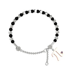 Mitra Pi Bilezik - Siyah zirkon ve ametist 8 ayar beyaz altın bilezik #qgi5yf