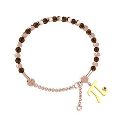Mitra Pi Bilezik - Dumanlı kuvars ve rodolit garnet 18 ayar rose altın bilezik #qmfdz9