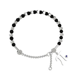 Mitra Pi Bilezik - Siyah zirkon ve lab safir 8 ayar beyaz altın bilezik #qq7bz