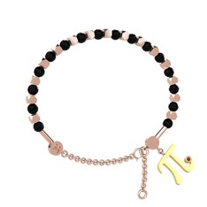 Mitra Pi Bilezik - Siyah zirkon ve rodolit garnet 8 ayar rose altın bilezik #rbvj4v