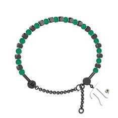 Mitra Pi Bilezik - Kök zümrüt ve peridot 925 ayar siyah rodyum kaplama gümüş bilezik #rib3zc