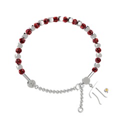 Garnet ve sitrin 14 ayar beyaz altın bilezik