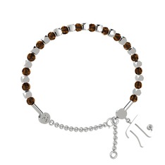 Mitra Pi Bilezik - Dumanlı kuvars ve pırlanta 8 ayar beyaz altın bilezik (0.015 karat) #s3duxd