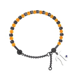 Mitra Pi Bilezik - Sitrin ve lab safir 925 ayar siyah rodyum kaplama gümüş bilezik #sm6okm