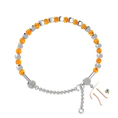 Mitra Pi Bilezik - Sitrin ve kök zümrüt 14 ayar beyaz altın bilezik #txscxi