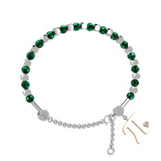 Mitra Pi Bilezik - Yeşil kuvars ve swarovski 14 ayar beyaz altın bilezik #ug3q58