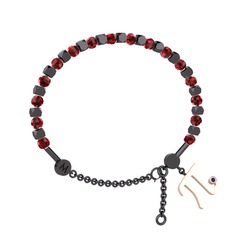 Mitra Pi Bilezik - Garnet ve ametist 925 ayar siyah rodyum kaplama gümüş bilezik #vldkr7