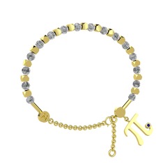 Beyaz zirkon ve lab safir 8 ayar altın bilezik