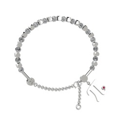 Beyaz zirkon ve rodolit garnet 925 ayar gümüş bilezik