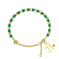 Kök zümrüt ve siyah zirkon 8 ayar altın bilezik