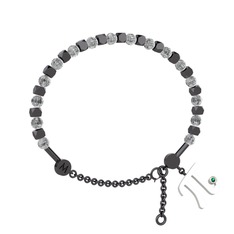 Mitra Pi Bilezik - Beyaz zirkon ve yeşil kuvars 925 ayar siyah rodyum kaplama gümüş bilezik #xjs0ru