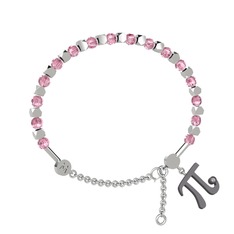 Mitra Pi Bilezik - Pembe kuvars ve swarovski 8 ayar beyaz altın bilezik #xvd8y