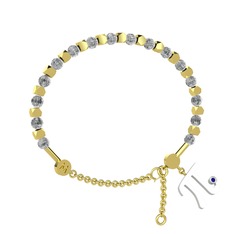 Mitra Pi Bilezik - Beyaz zirkon ve lab safir 925 ayar altın kaplama gümüş bilezik #yhzajw