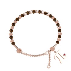 Mitra Pi Bilezik - Dumanlı kuvars ve rodolit garnet 14 ayar rose altın bilezik #ysmsyl