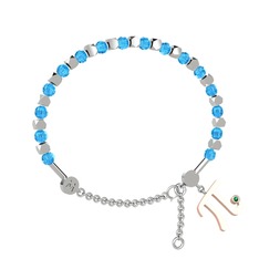 Mitra Pi Bilezik - Akuamarin ve yeşil kuvars 18 ayar beyaz altın bilezik #zzrr5c