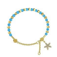 Mitra Yasemin Çiçeği Bilezik - Akuamarin ve pırlanta 18 ayar altın bilezik (0.3 karat) #10q7sab